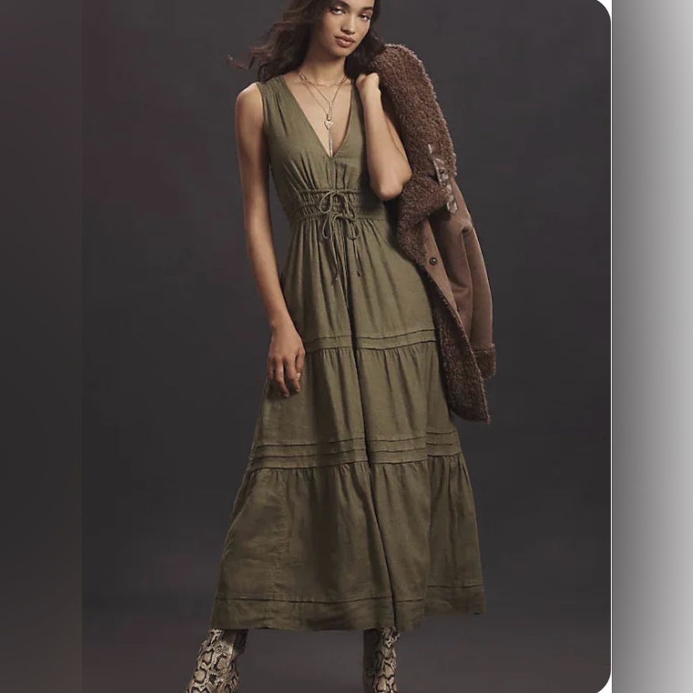 Anthropologie Somerset Maxi Dress: Linen Ties Edition